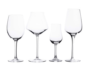 Set of vine glasses isolated on white background