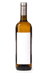 White wine bottle mock-up on white background