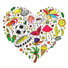 Rio de janeiro Brazil. Vector pattern with national symbols.