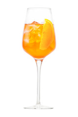 Aperol Spritz in a wine glass isolated on white