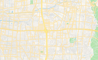 Printable street map of Higashiosaka, Japan