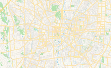Obraz premium Printable street map of Utsunomiya, Japan