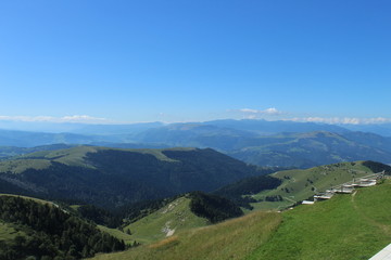 Obraz premium landscape with mountains and blue sky of Monte Grappa (landscape, mountain, sky, nature, mountains, green, hill, panorama, blue, view, tree, forest, beatiful, alberi, montagna ,cielo, natura, collina)