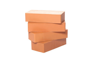 pile of bricks isolated on white background with clipping path and copy space for your text