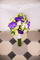 beautiful bouquet bride standing on floor
