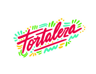 Fortaleza hand written city name.Modern Calligraphy Hand Lettering for Printing,background ,logo, for posters, invitations, cards, etc. Typography vector.