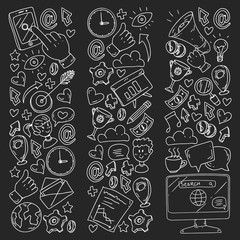 Digital marketing, social media, communications, management. Background for banners.