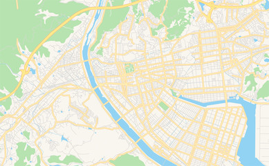 Fototapeta na wymiar Printable street map of Fukuyama, Japan