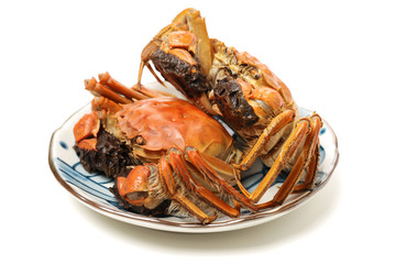 Cooked crab in white background