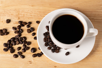 coffee cup and coffee beans