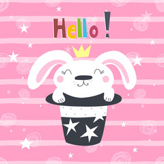 magic hat with rabbit bunny vector illustration