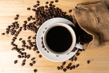 coffee cup and coffee beans