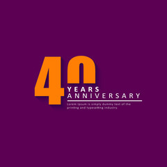 40 Year Anniversary Vector Template Design Illustration
