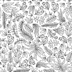 Fototapeta premium Hand vector drawn floral, leaves elements. Pattern for logo, greeting card, wedding design.