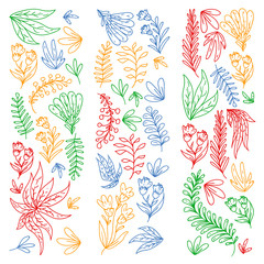Fototapeta na wymiar Hand vector drawn floral, leaves elements. Pattern for logo, greeting card, wedding design.