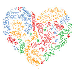 Obraz premium Hand vector drawn floral, leaves elements. Pattern for logo, greeting card, wedding design.