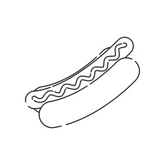 Icono plano lineal hot dog en color negro