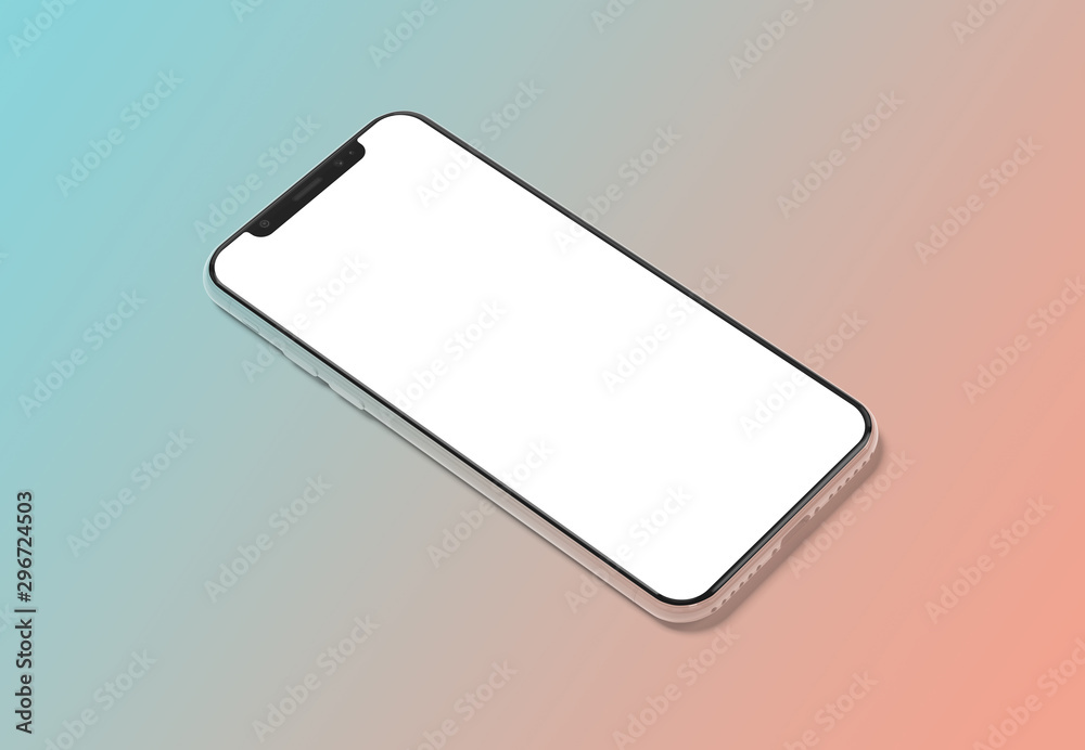 Aufkleber Modern smartphone mockup on gradient background 3D rendering