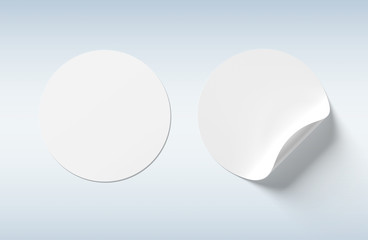 Blank curled sticker mockup isolated on grey 3D rendering