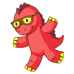 Cool dinosaur, dino. Cartoon mascot for children, kids clothing. Fashionable illustration for t-shirt designs