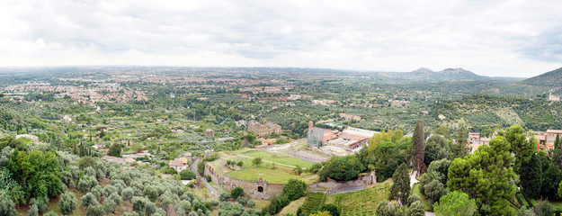 Wide panorama with an Italian landscape in the Lazio region