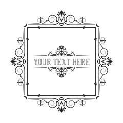 Hand drawn vintage elegant wedding frame. Calligraphic ornate border.  Vector isolated antique invitation card.