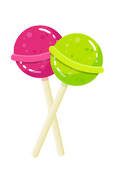 Delicious lollipops flat vector illustration