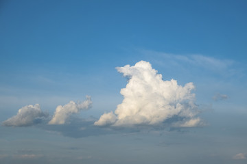 beautiful blue sky and white fluffy clouds floating on it.