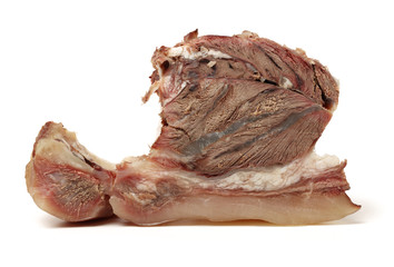 Cooked beef head meat on white background