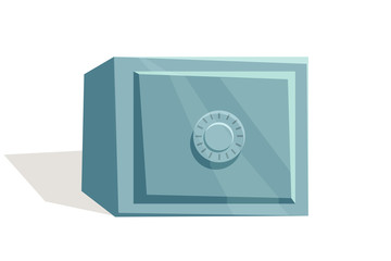 Metal safe box flat vector illustration