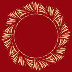 Decorative frame Elegant vector element for design in Eastern style, place for text. Floral golden border. Lace illustration for invitations and greeting cards.