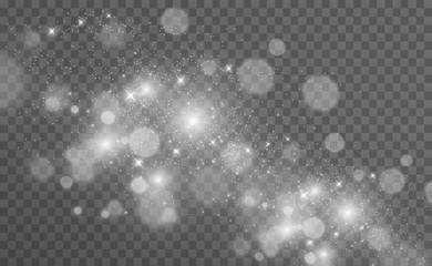 Set of gold shining light effects. Beautiful sparks shine with a special light. Sparkles. Christmas abstract pattern. Beautiful illustration for a postcard. Background for the image. Luminaries.