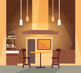 drinking establishment and shelves with alcohol bottles