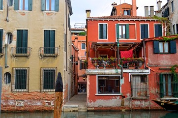 view of typical Venetian buildings with narrow streets