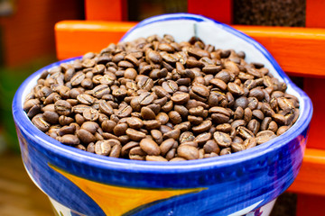 Roasted decaf coffee beans without caffeine