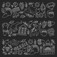 Travel to Greece elements. Greece symbols for magazines, web, tourism