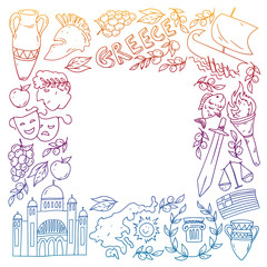 Travel to Greece elements. Greece symbols for magazines, web, tourism