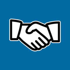 Hand shake business isolated on blue background