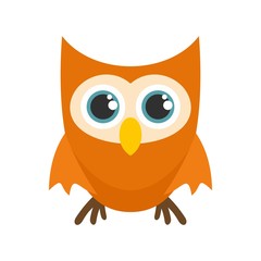 Cute face owl icon. Flat illustration of cute face owl vector icon for web design