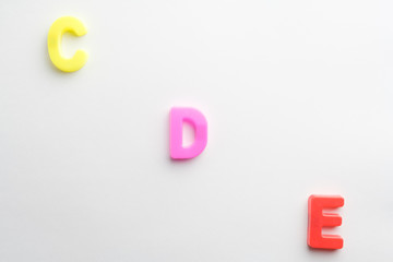 Letter to learn spelling,Colorful letter help children to learn on white background and copy space