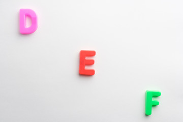 Letter to learn spelling,Colorful letter help children to learn on white background and copy space