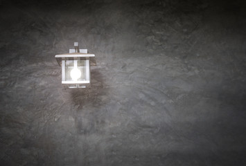 Cement Wall with Lamp Light at Night,Copy space