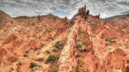 Panorama of Skazka aka Fairytale canyon, Issyk-Kul, Kyrgyzstan