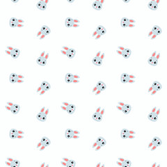 Seamless pattern with rabbit faces. Cute cartoon background. Vector illustration 8 EPS.