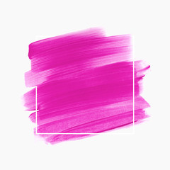 Art brush stroke paint abstract  background - Vector. Creative pink acrylic logo design.