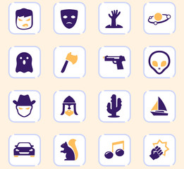 Genres of cinema icons set