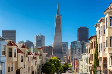 Foto op Plexiglas San Francisco downtown in sunny day summertime, California © lucky-photo