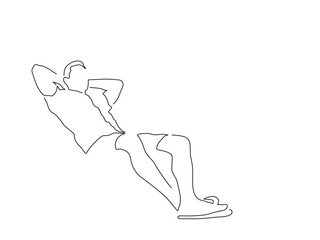 Man relaxing on holidays line drawing, vector illustration design. Holidays collection.