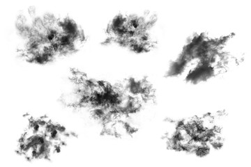 set cloud isolated on white background,Textured Smoke,Brush clouds,Abstract black