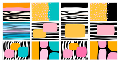 Big set of abstract colorful backgrounds vibrant colors spots lines